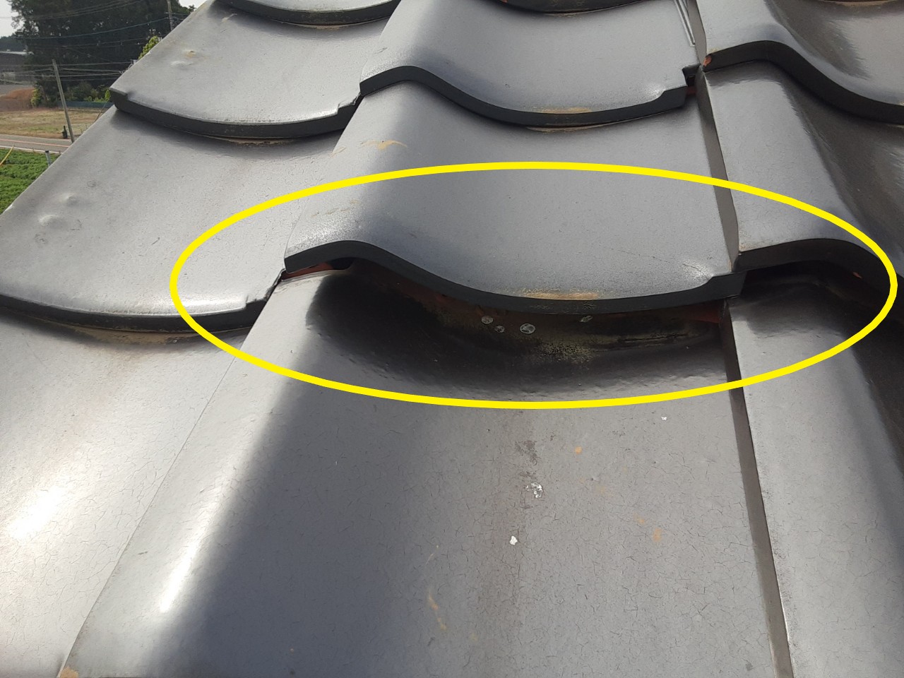 台風で浮いた瓦